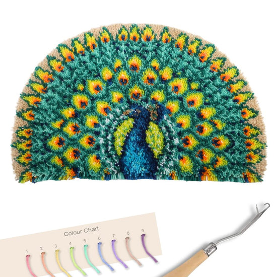 "Peacock" Latch Hook Rug Kit 48*78cm