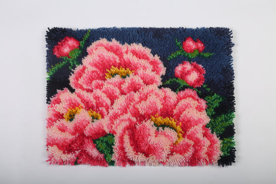 "Pink Peony" Latch Hook Rug Kit 48*64cm