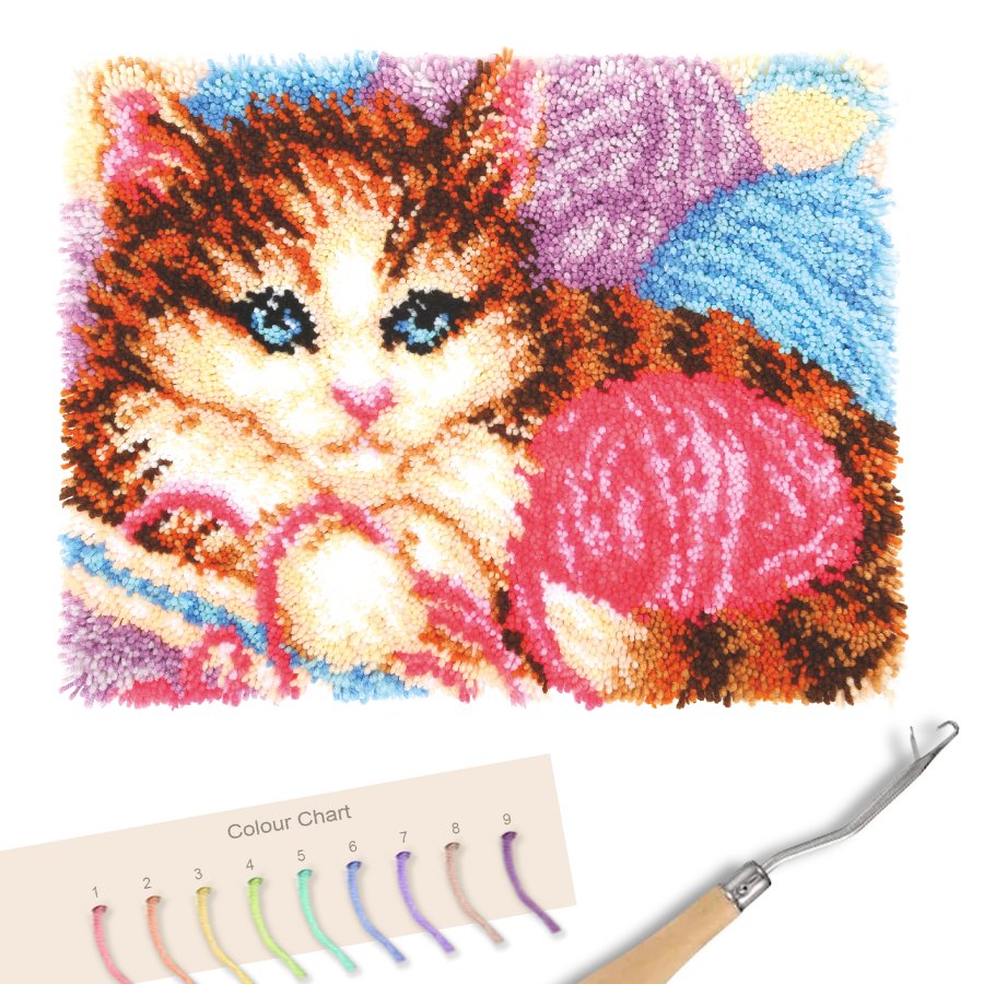 "Playful Cat" Latch Hook Rug Kit 48*64cm