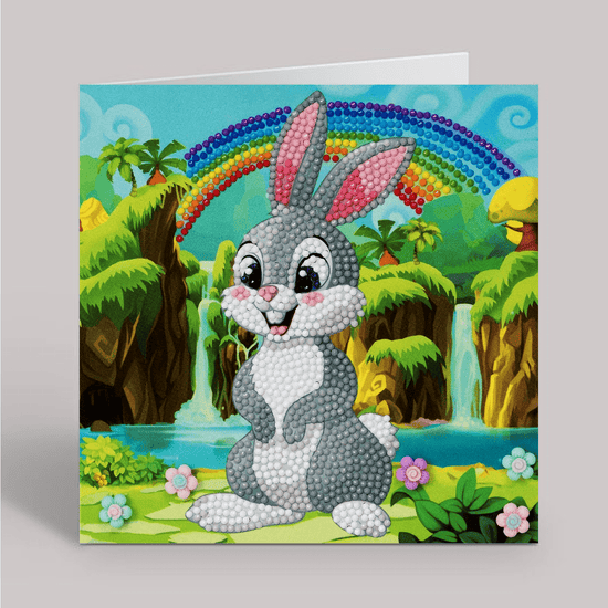 rabbit wonderland Crystal Art Card 18x18cm