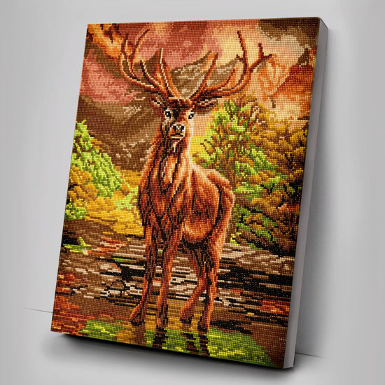 "River Stag" Crystal Art Canvas 40x50cm