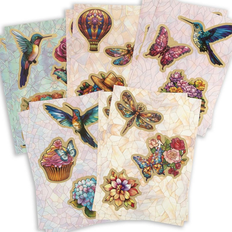 Stained glass papercrafting kit 30x cards stickers