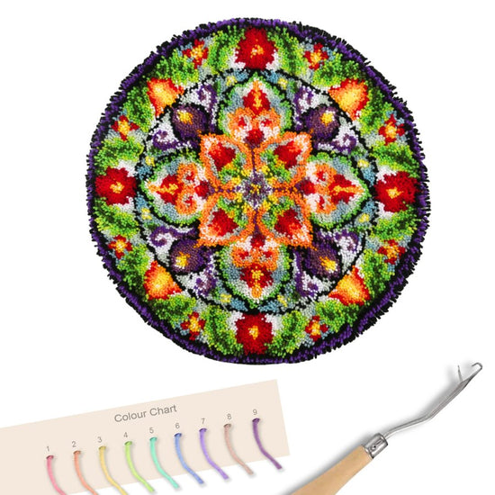 "Stained Glass Window" Latch Hook Round Rug Kit 64*64cm