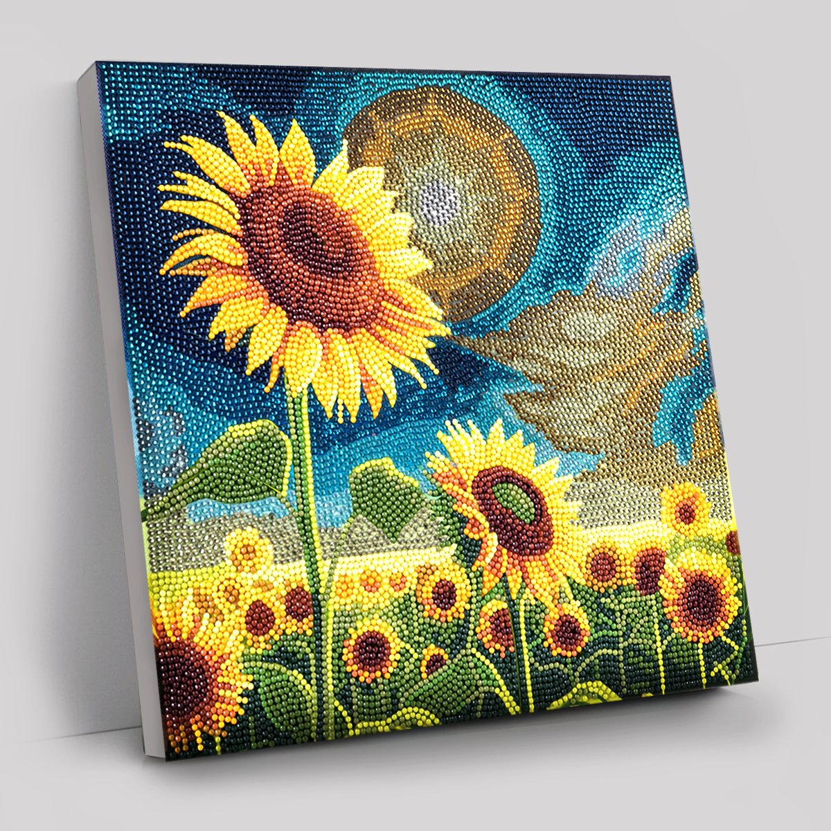 “Golden Sunflower Blooms” Crystal Art Canvas Kit 30x30cm