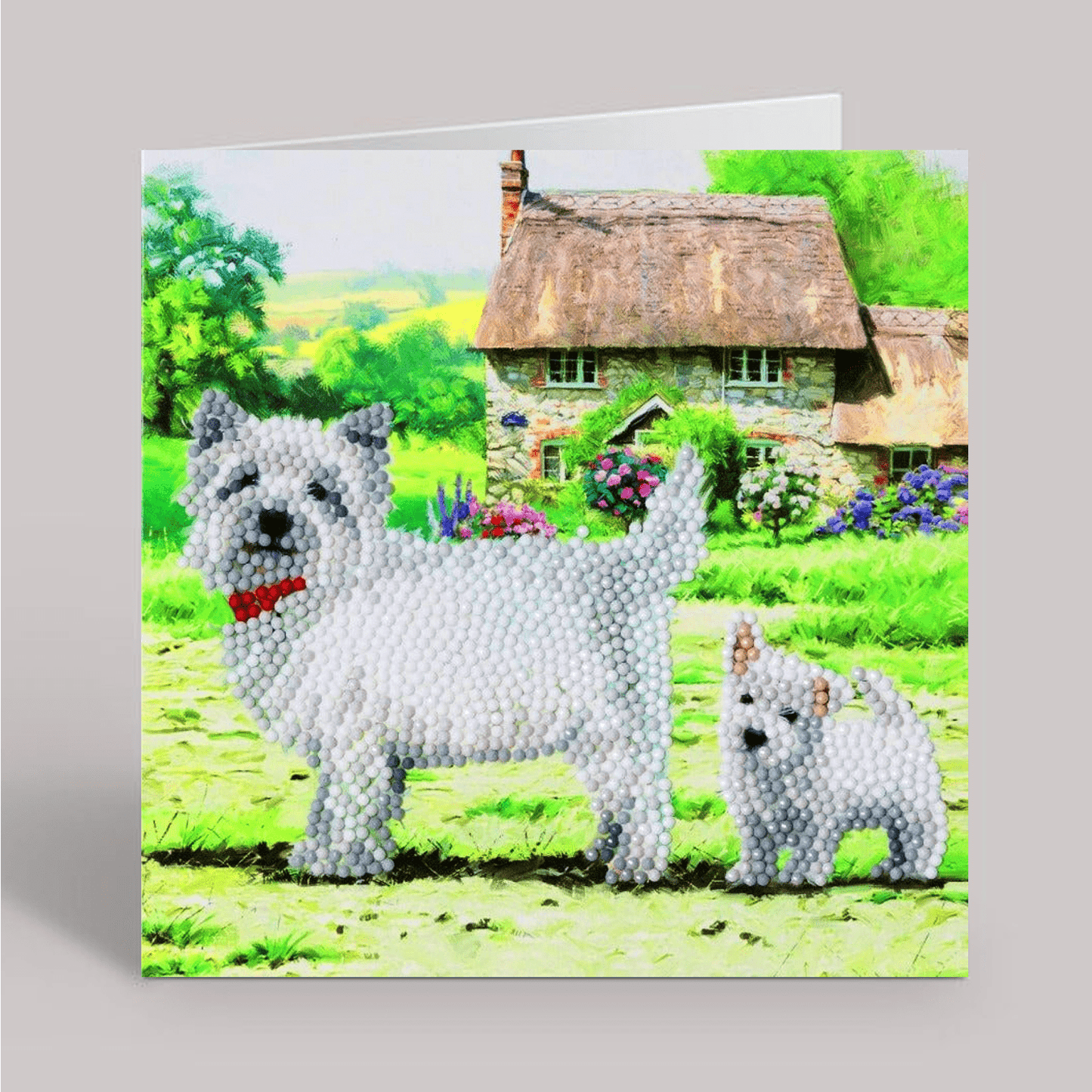 Westie dogs Crystal Art Card 18x18cm