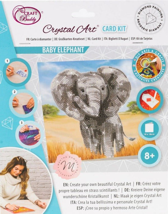 "Baby Elephant" 18x18cm Crystal Art Card