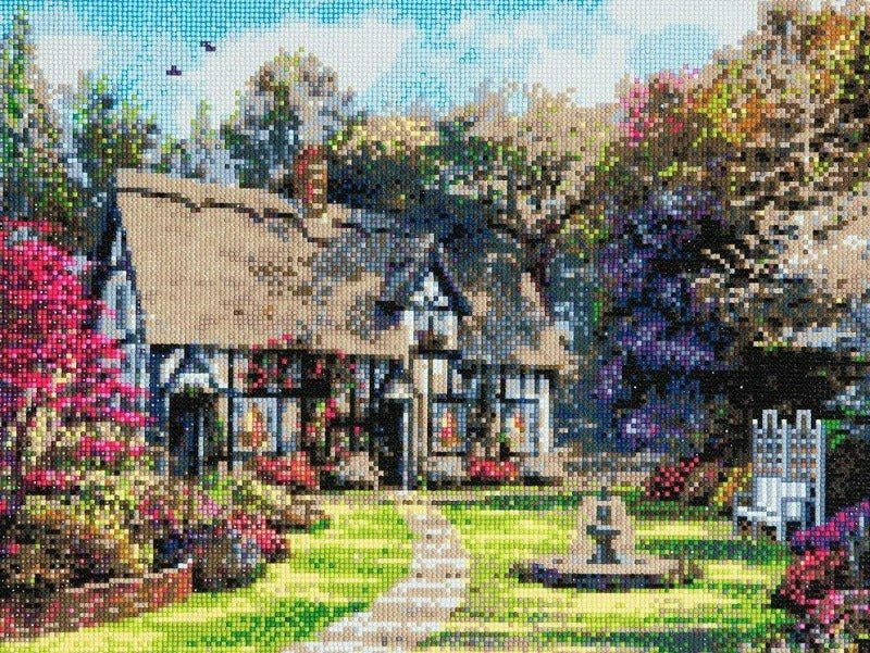 "Country Cottage" Framed Crystal Art Kit 40x50 cm