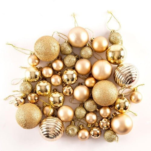 50 Assorted Champagne Gold Mixed Sized Baubles