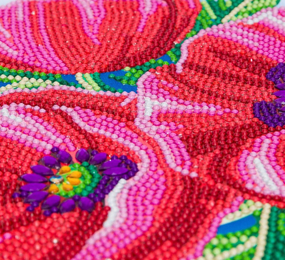 "Pretty Poppies" Crystal Art Folding Storage Box 30x30cm Close up