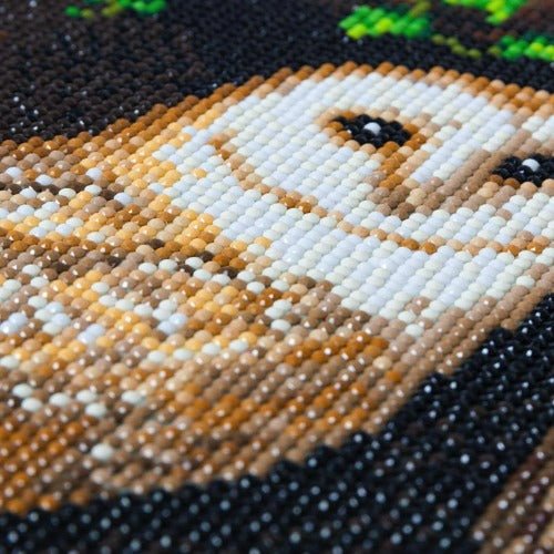 Snowy owl crystal art kit close up
