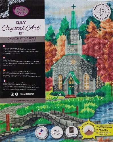 Church by the river crystal art canvas kit details