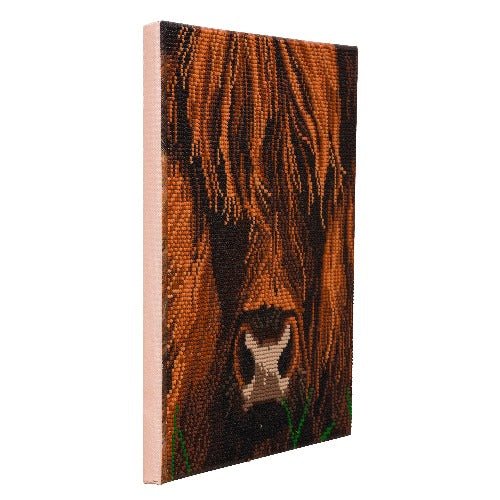 Highland cow crystal art canvas kit side view