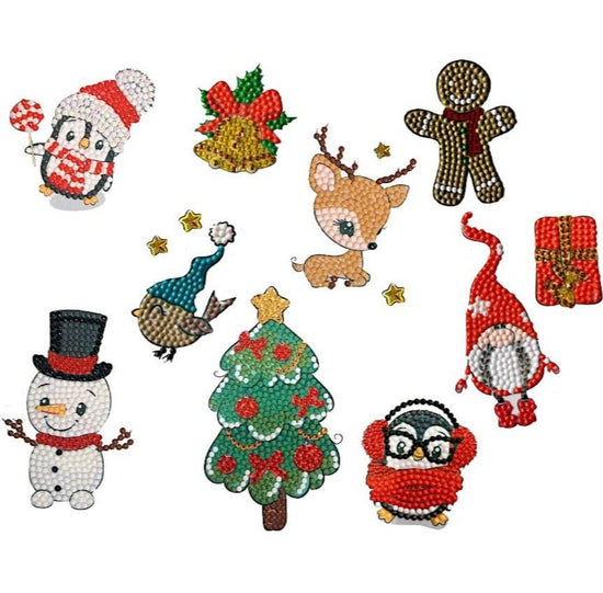 "Christmas Characters" Crystal Art Sticker Set of 10