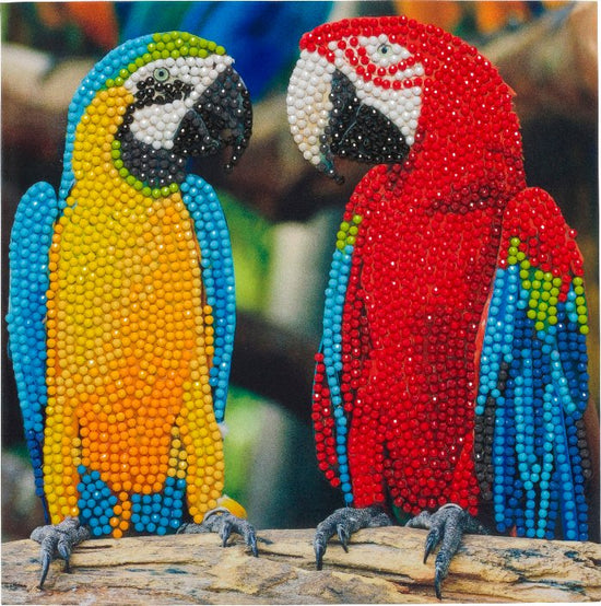 "Parrot Friends" 18x18cm Crystal Art Card