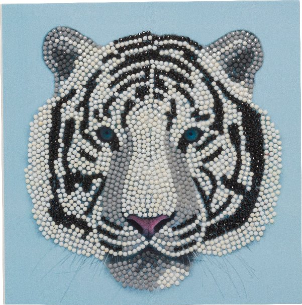 "White Tiger Head" 18x18cm Crystal Art Card