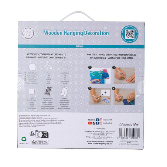 Crystal Art Wooden Hanging Decoration - Bunny back packaging