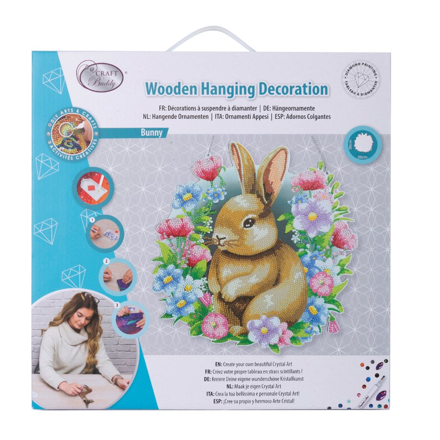 Crystal Art Wooden Hanging Decoration - Bunny front packaging