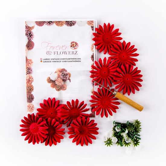 "Vintage Red Chrysanthemums" Forever Flowerz