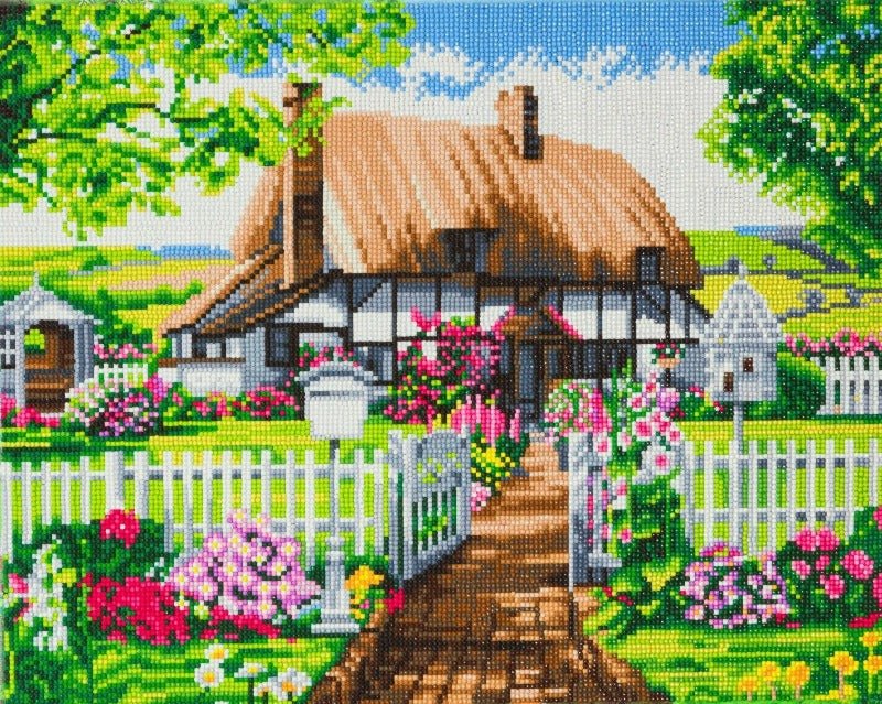 "Rose Cottage" Framed Crystal Art Kit 40x50 cm