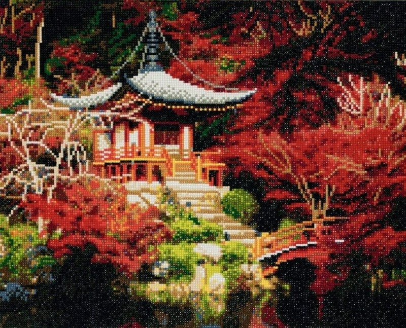 "Japanese Temple" Framed Crystal Art Kit 40x50cm