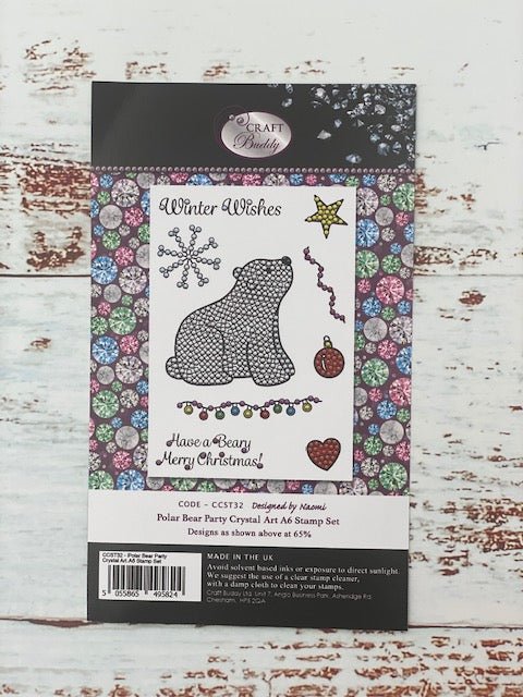 "Polar Bear Party" Crystal Art A6 Stamp Set