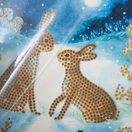 Midnight Hares Crystal Art Card - Incomplete Close Up