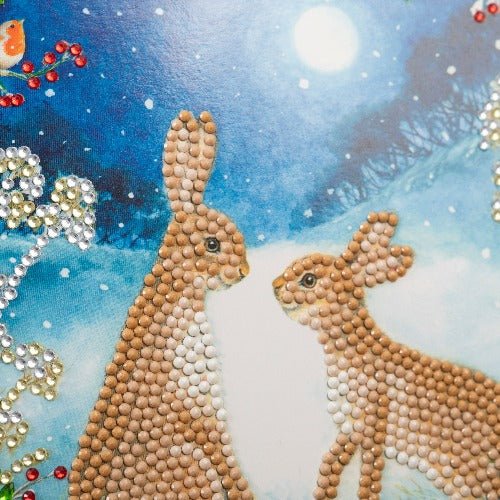 Midnight Hares Crystal Art Card - Complete Close Up