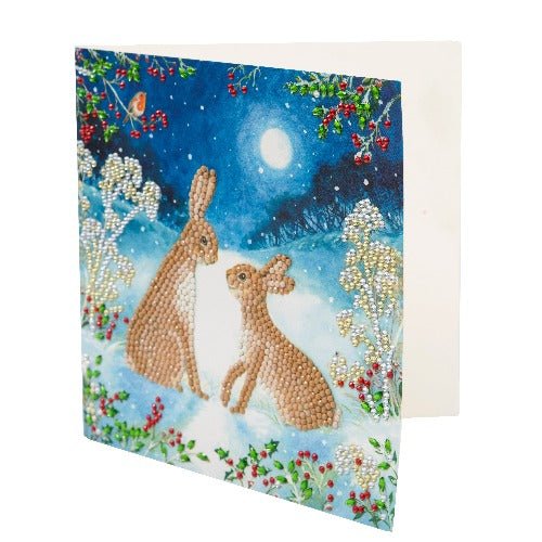 Midnight Hares Crystal Art Card - Side View