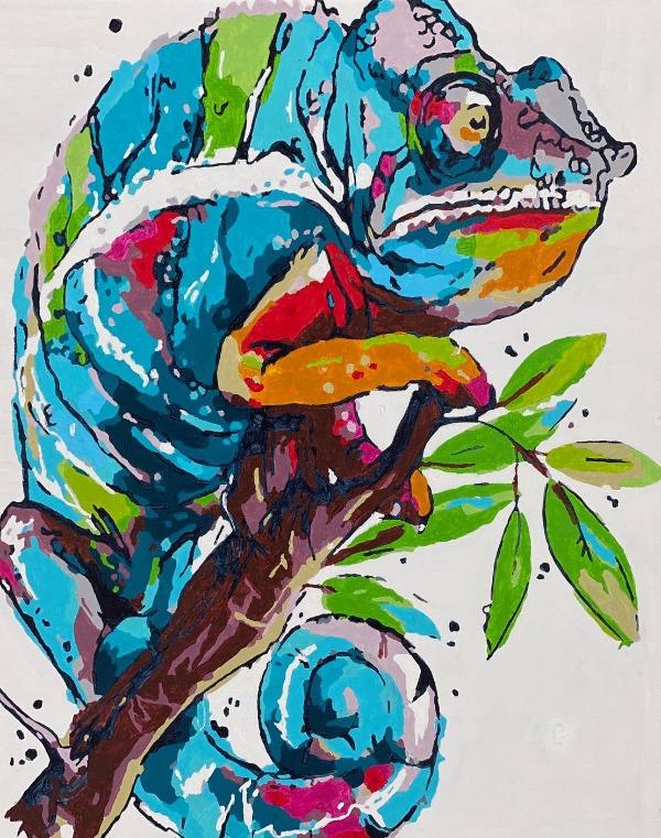 "Colourful Chameleon" Paint by Numbers 40x50cm Framed Kit
