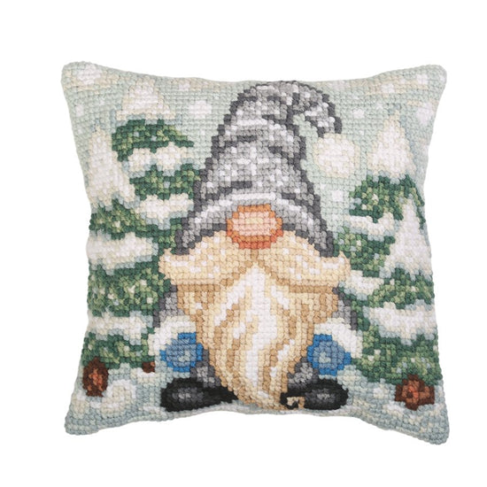 "Christmas Gnome" Cross Stitch Cushion 40x40cm Front