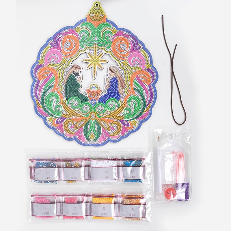 Large bauble crystal art wreath kit contents