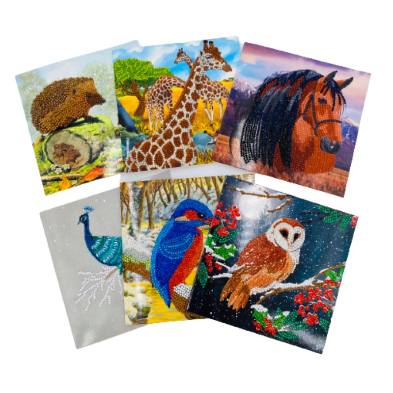 Mixed animal crystal art card set