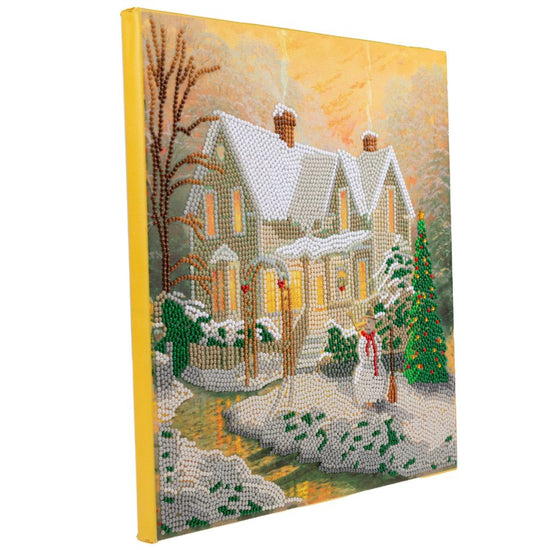 “Snowy Cottage” 30x30cm Crystal Art Kit Side View