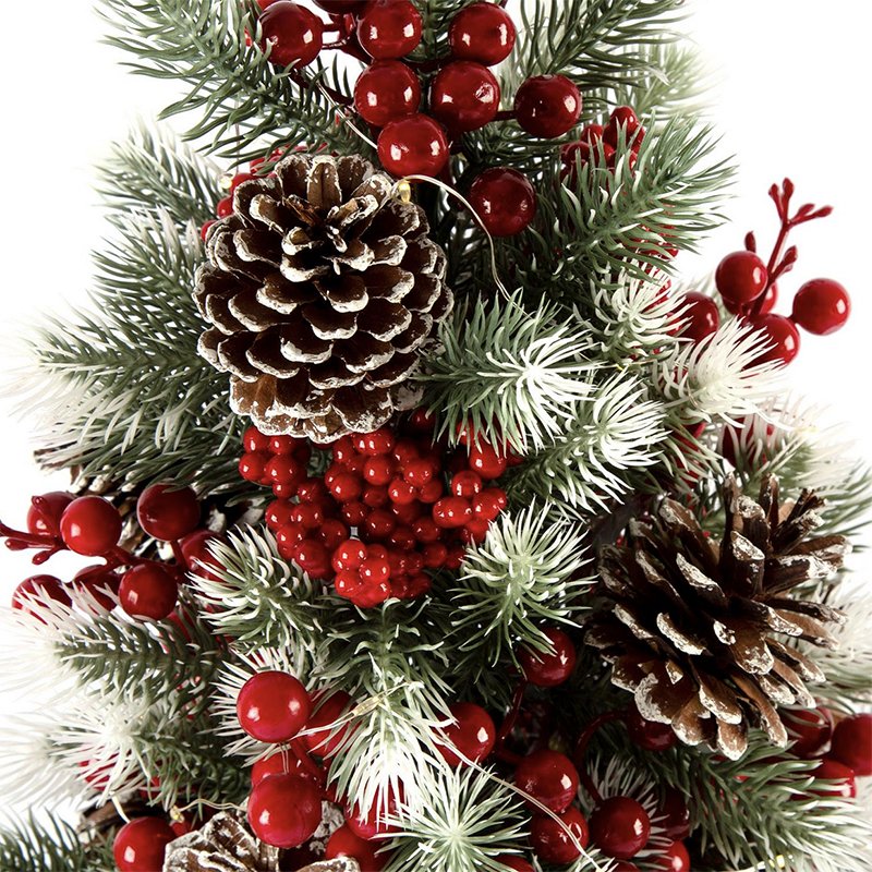 White Forever Flowerz Christmas table tree 40cm decorated close up